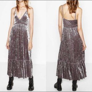 ZARA Silver Velvet Maxi Dress Small